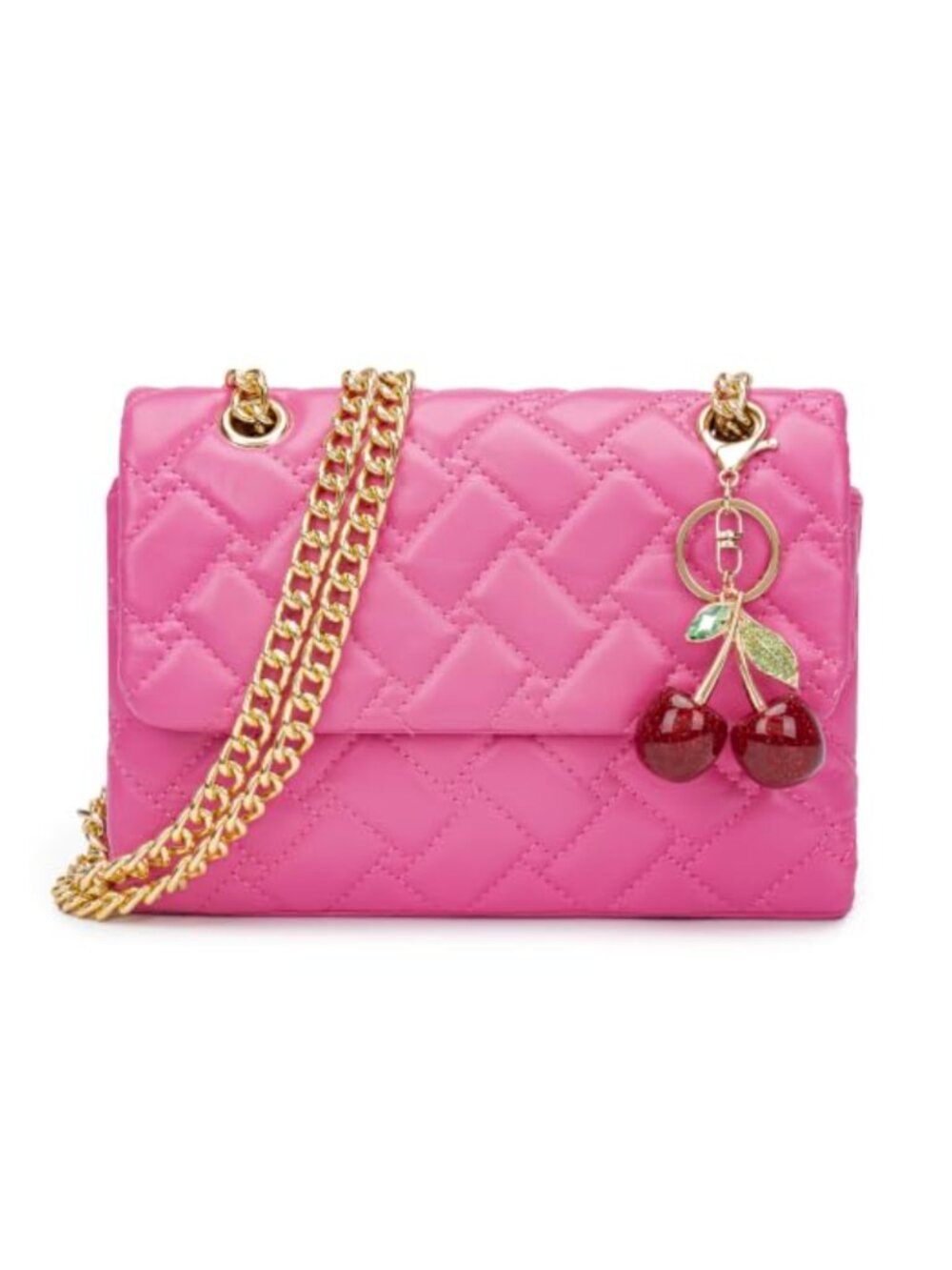 Quilted Crossbody Bag Small Women's Shoulder Bag with Gold Chain Wallet